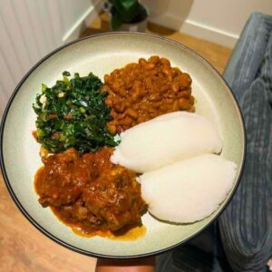 Ugali, beans, peas and greens